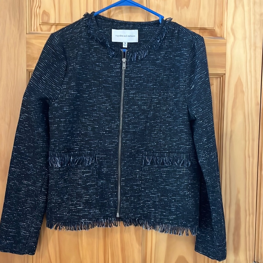 Navy tweed jacket with pockets